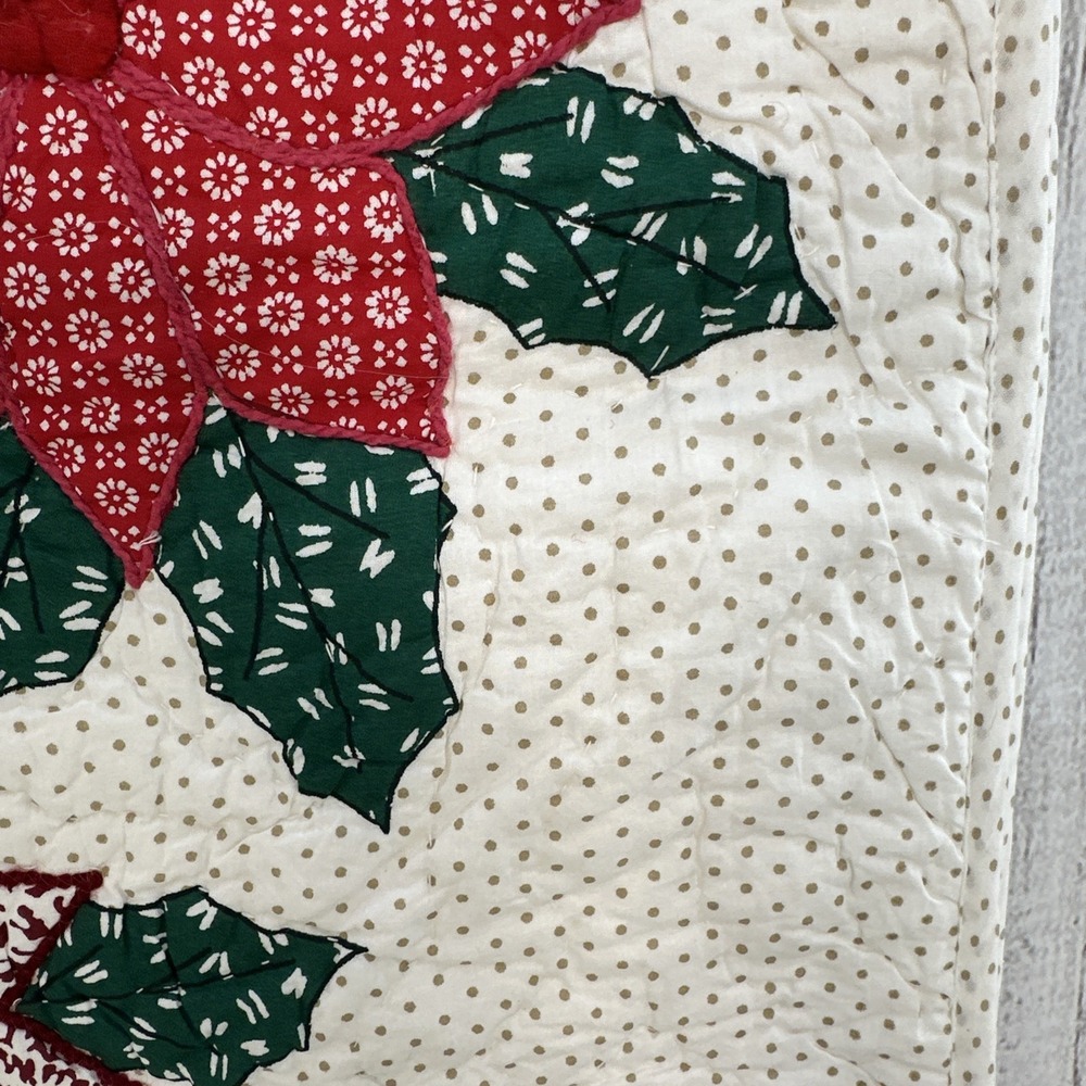 The Farmhouse Christmas Table Runner Rachel Ashwell Quilted Poinsettia Holiday - Picture 6 of 10